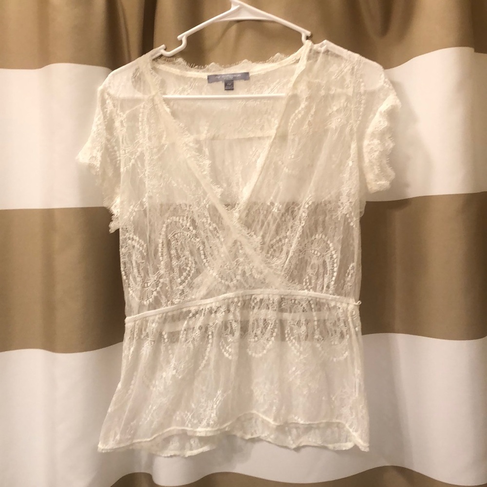 Sheer Lace Peplum Top